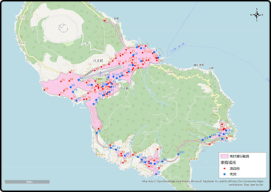 東京都・八丈町AIデマンドタクシー 運行範囲
