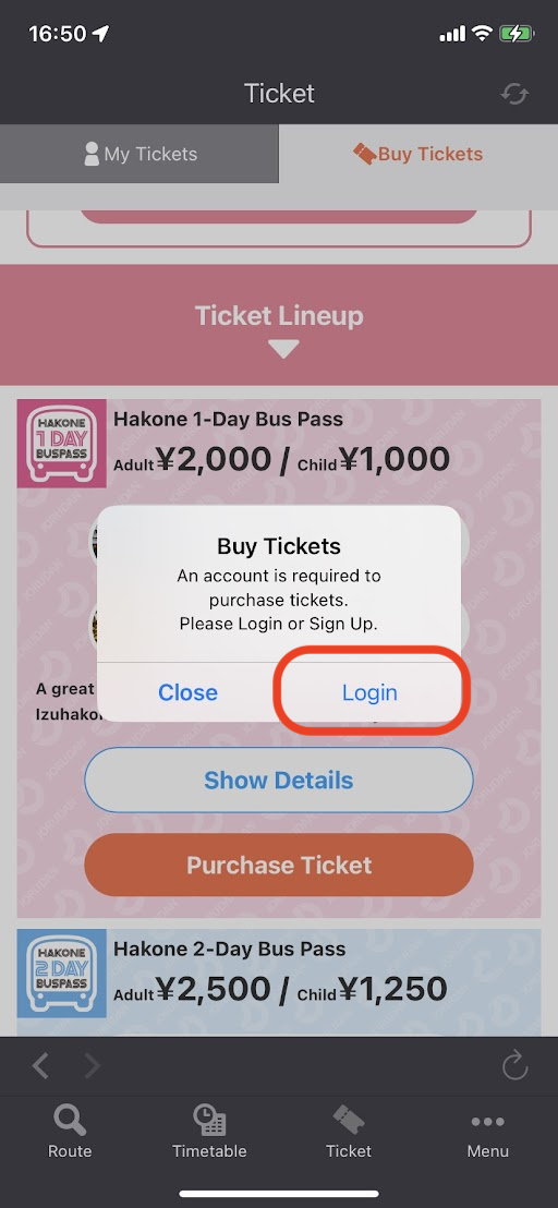 Confirm the details of the ticket and tap 