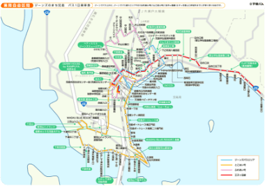 下津井電鉄　ジーンズのまち児島 バス1日乗車券路線図