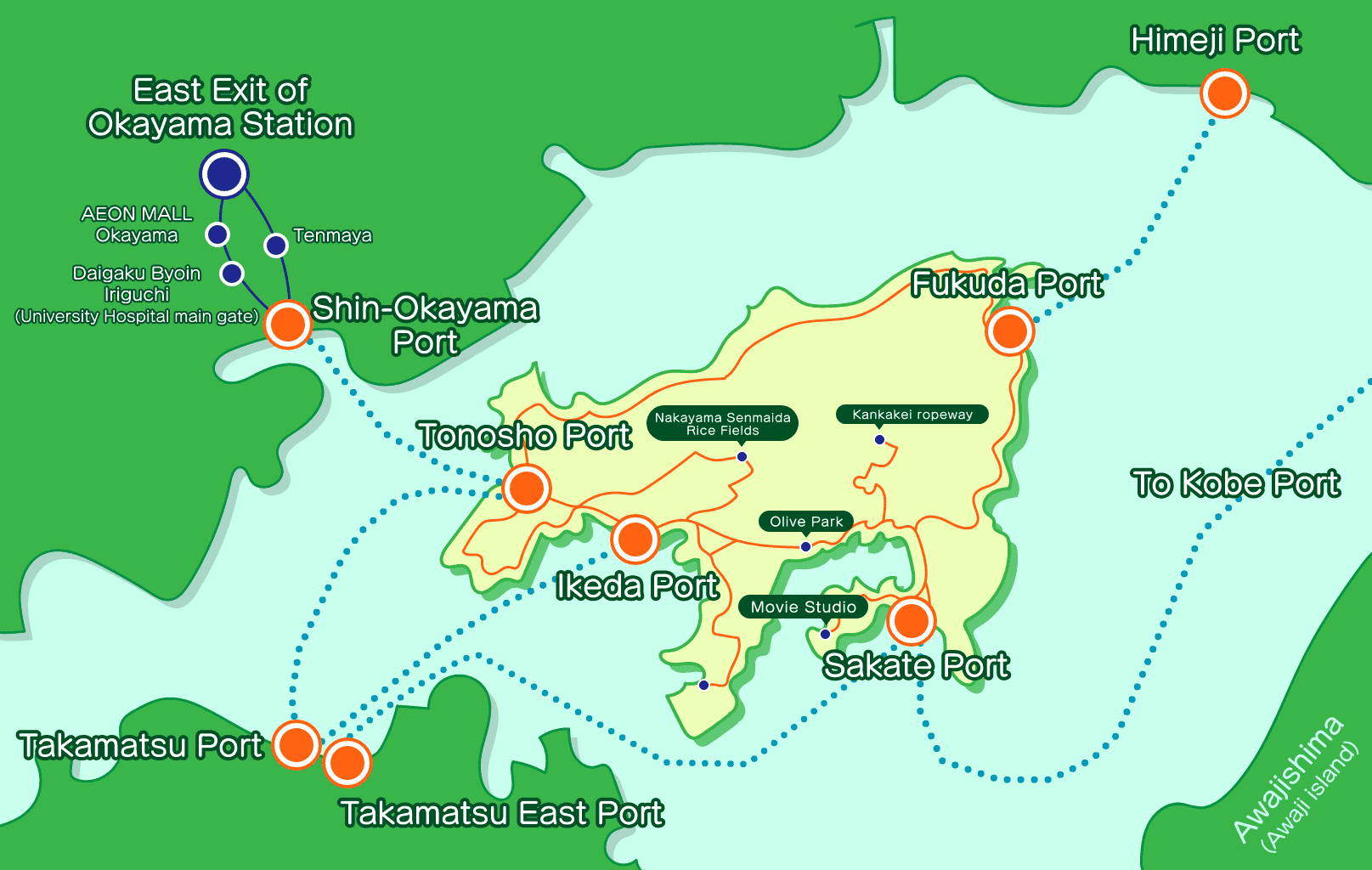 小豆島周辺の地図