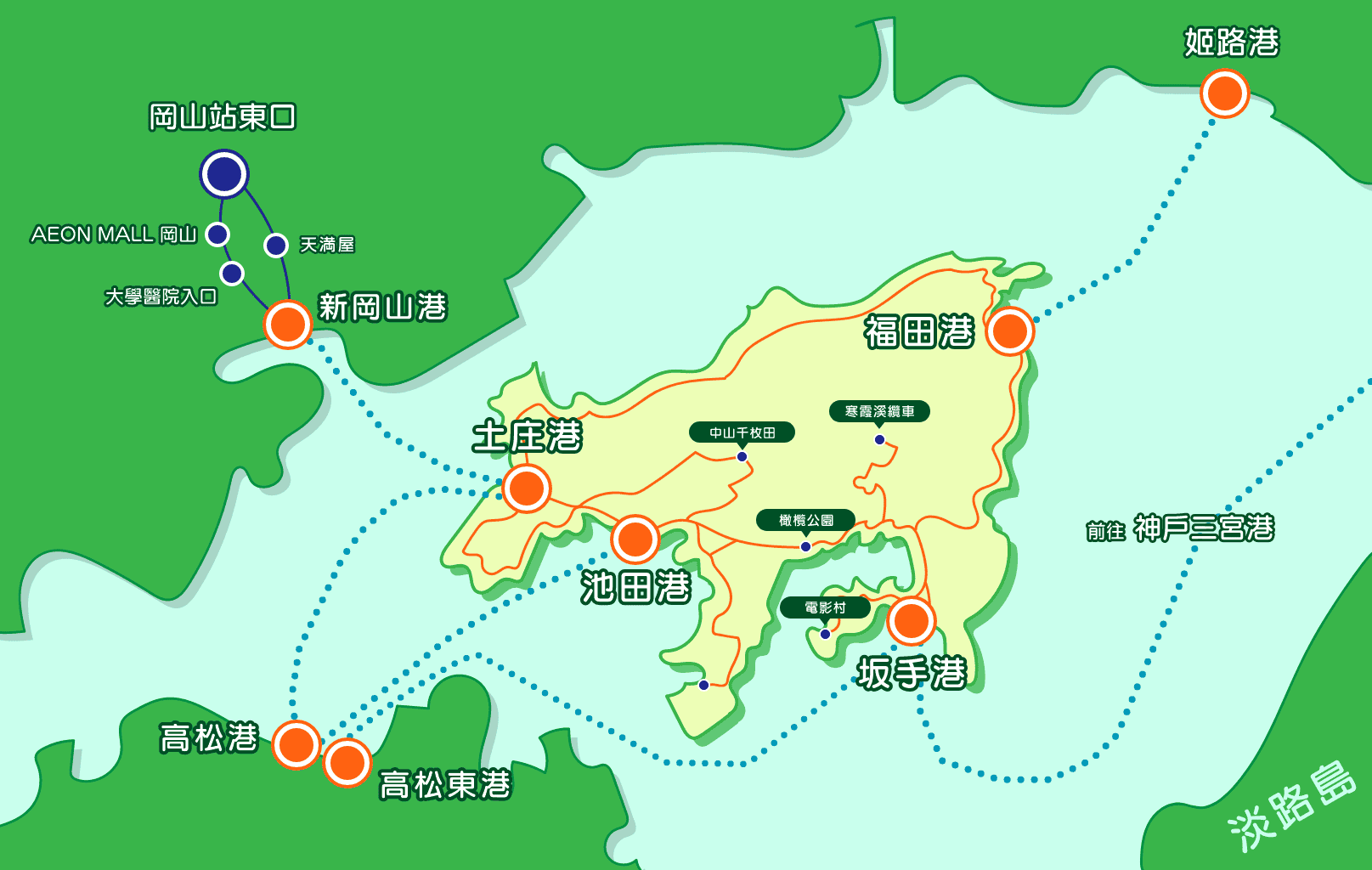 小豆島周辺の地図