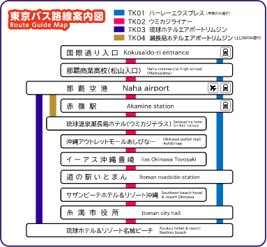 Tokyo Bus (Okinawa) 1-Day Pass Route map